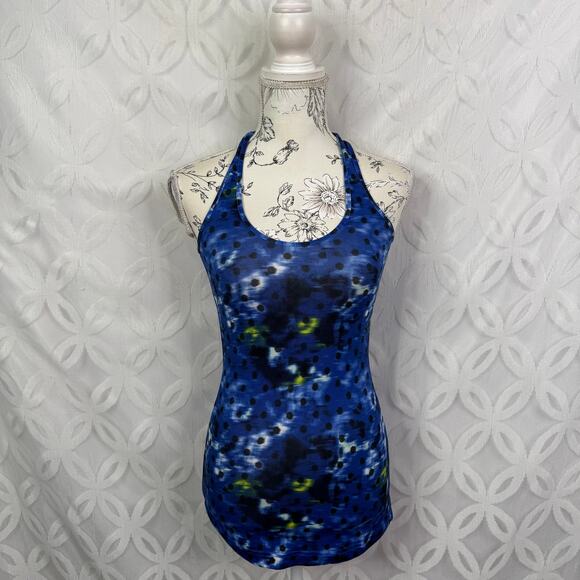 Lululemon Cool Racerback Windy Blooms Sapphire Blue Multi Tank Top Size 2 - Picture 5 of 8